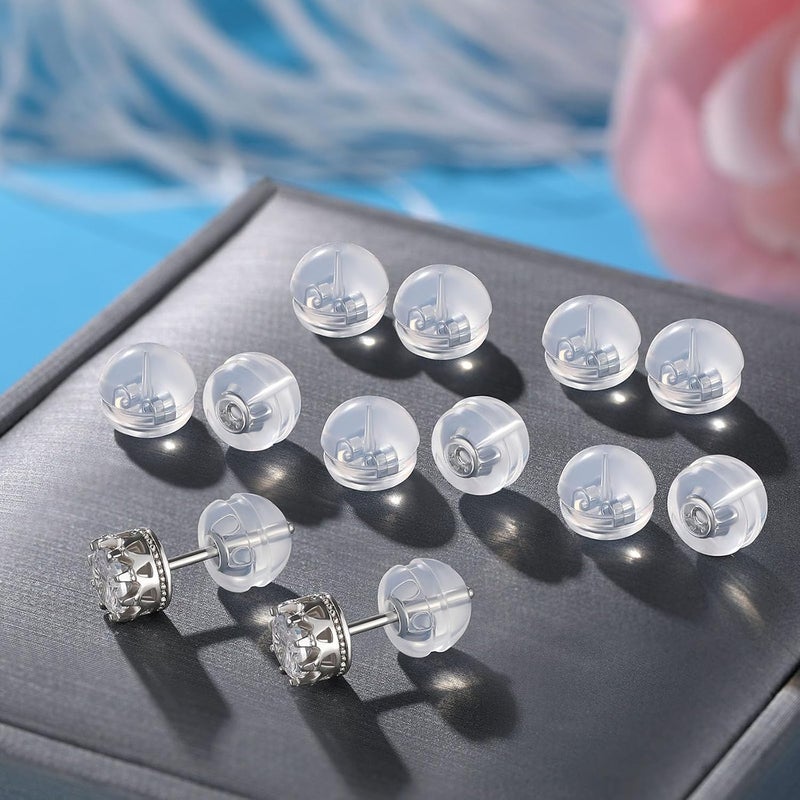 Formulen Silicone Earring Backs,18K Gold Plated Silicone Earring Backs for Studs/Ear Wires Fish Hooks, Hypoallergenice Soft Clear Earring Backings White+Gold 12 PCS - Image 3